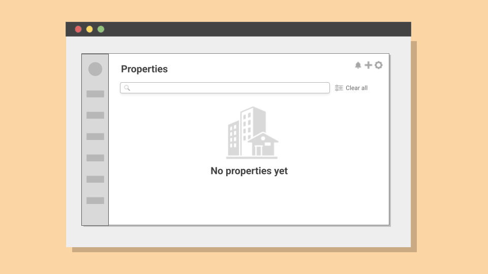 Screen showing hidden plus icon for adding property