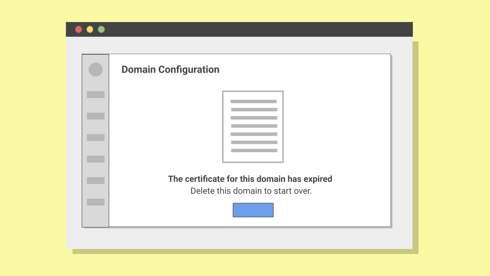 screen showing domain certificate expired