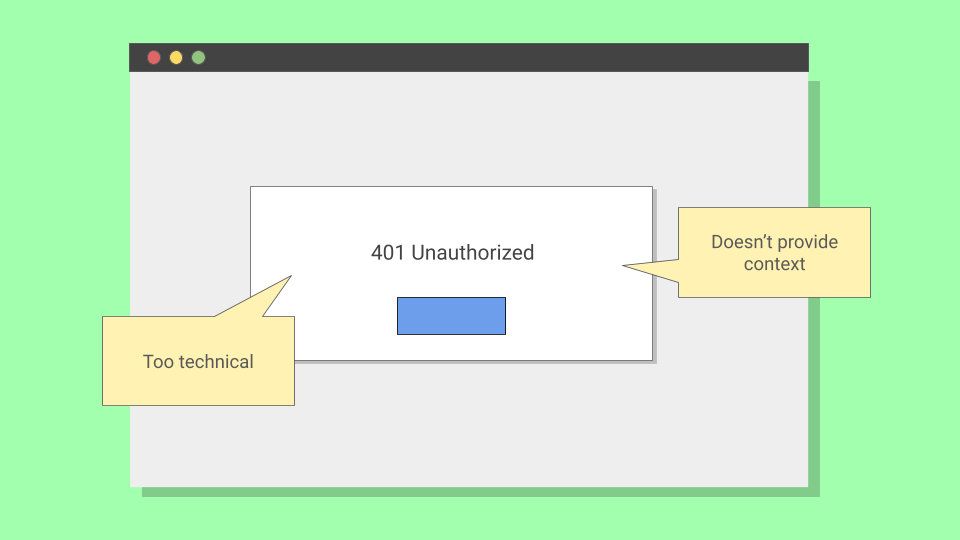 Example of a bad UI screen error